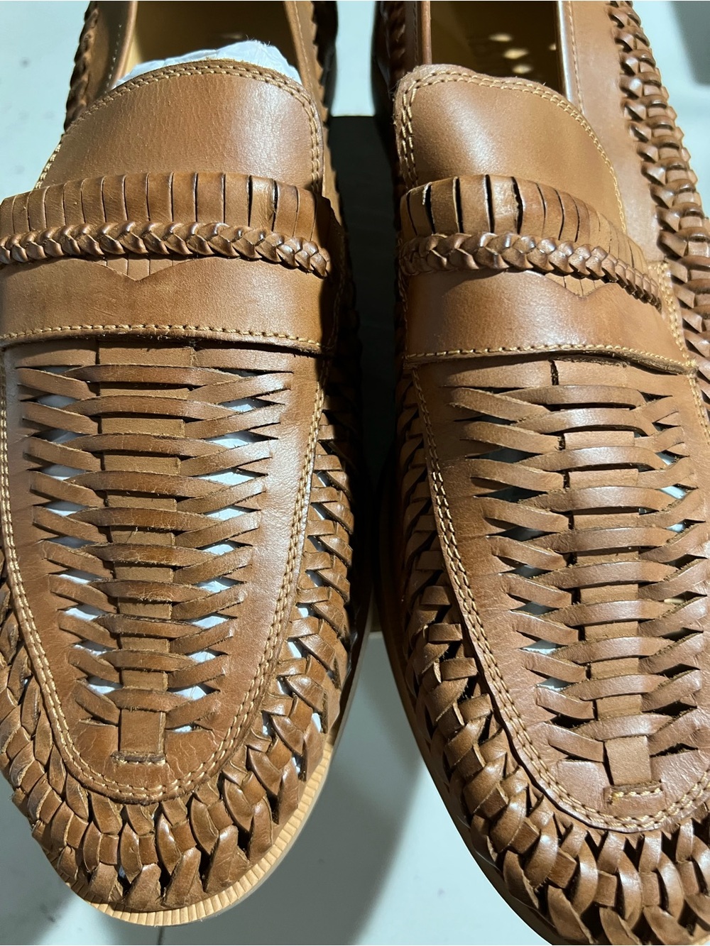 Port Al—-Men's Woven Leather Slip-On Loafers - Tan